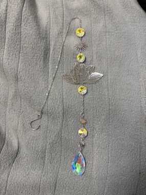 Silver Lotus Crystal Sun Catcher with Yellow Accents****FINAL MARKDOWN****